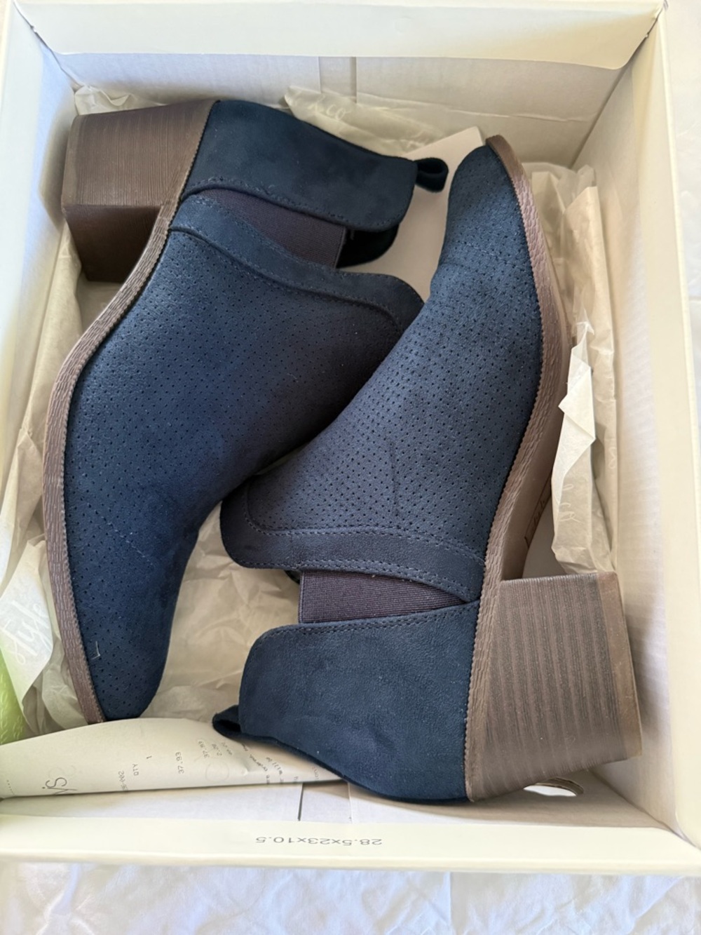 Style & Co. Navy Suede Ankle Booties with Block Heel